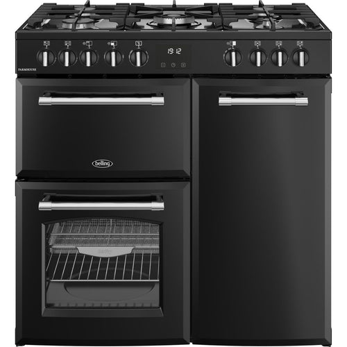 Belling Farmhouse 90DF 444411820 Dual Fuel Range Cooker 89.6cm x 60cm x 90cm